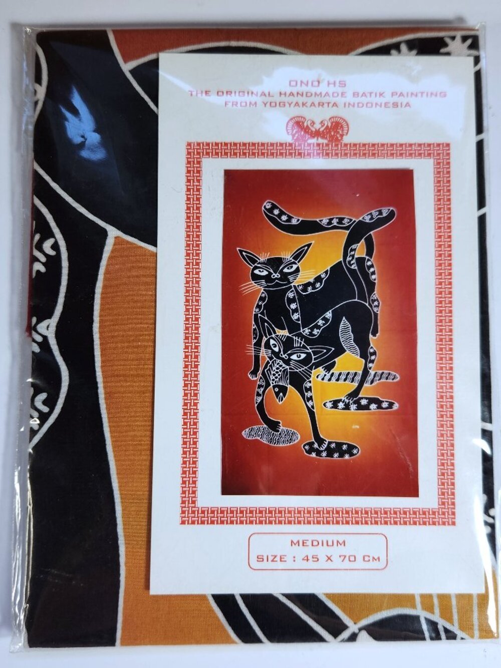 NWT Handmade Indonesian Batik Cat Painting Fabric Wall Art Hanging Boho